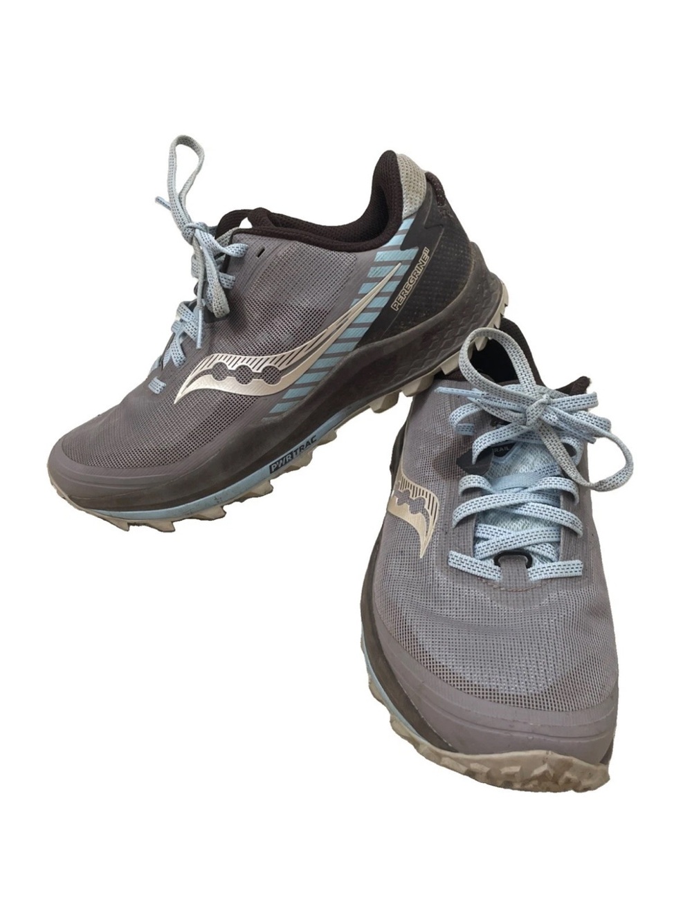 Saucony Peregrine 11 Women’s 7 WIDE Trail Running Shoes Hiking Grip Gray/Blue